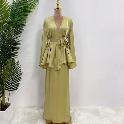 Elegant Colorful Fresh Set Dress with Matching Skirt