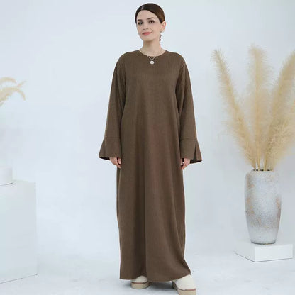 Ethnic Knitted Long Dress with Loose Fit, Autumn Winter