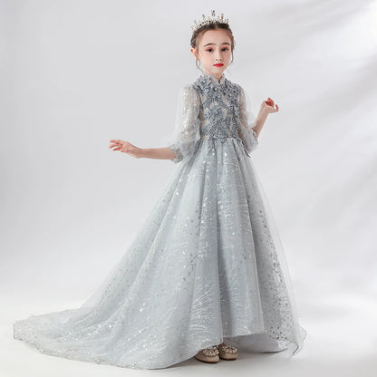 Elite Children's Princess Evening Dress Piano Performance Wedding Costume
