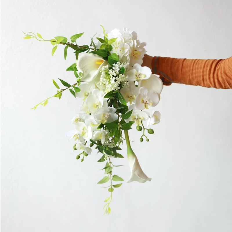 Artificial Wedding Bouquet Waterfall Handheld Flower Prop Decoration