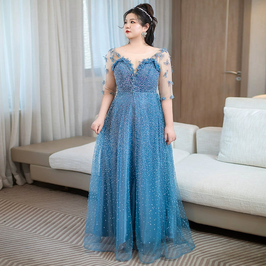 Gray Blue Evening Dress