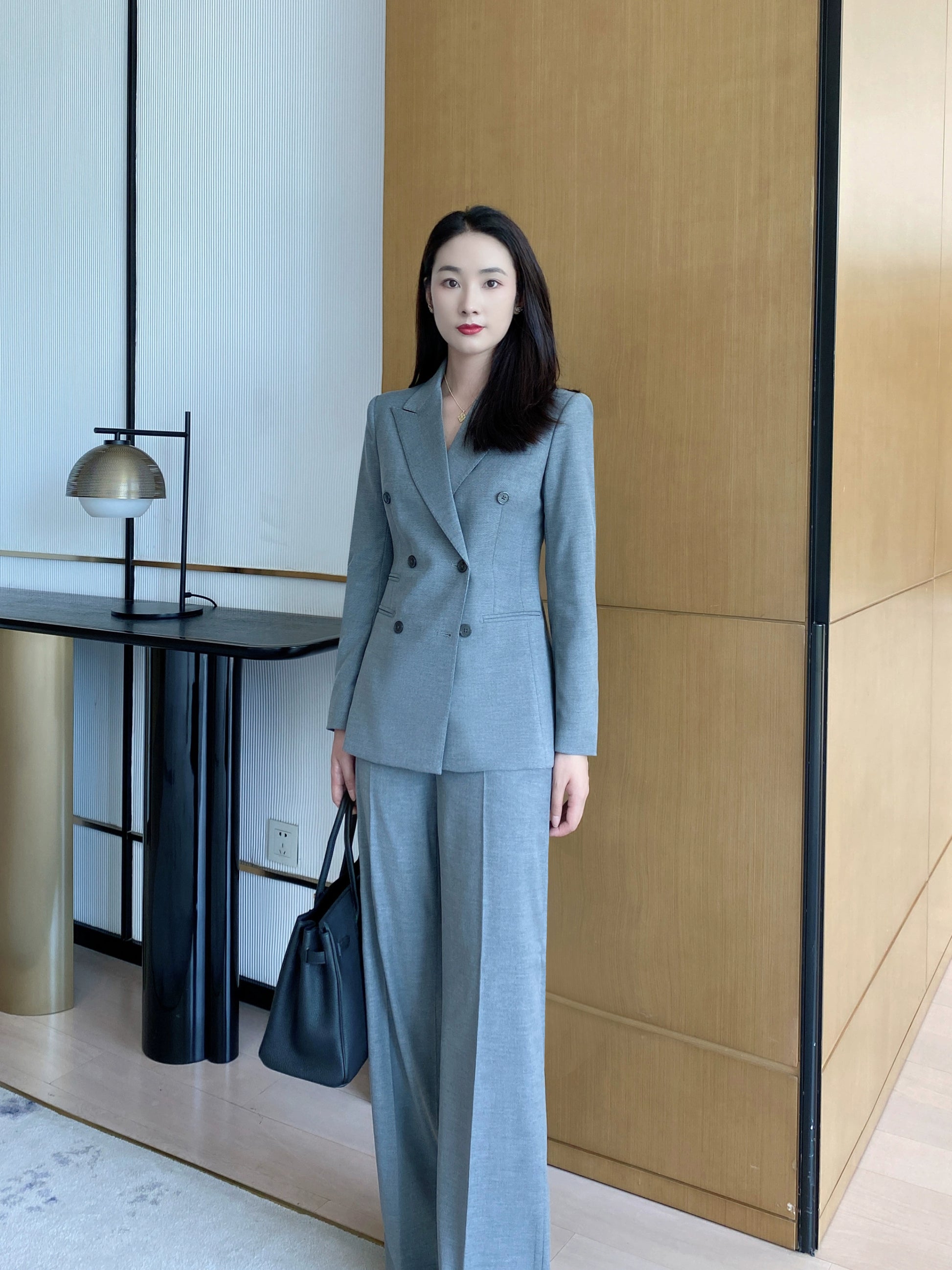 Demi-season Classic Suit Jacket Elite Set Grey