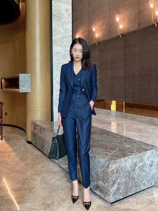 Elegant Spring-Autumn Classic 3-Piece Women's Tailored Suit Set