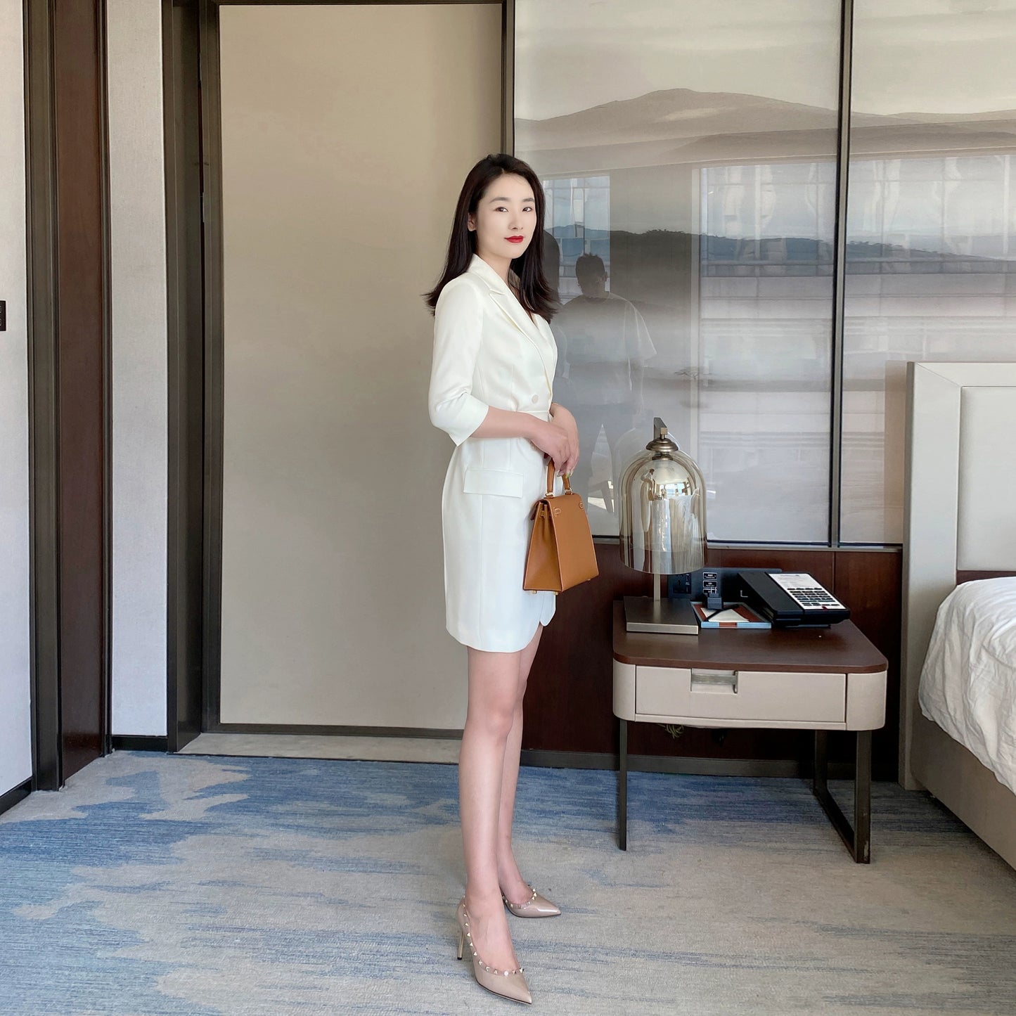 White Summer Classic Suit Jacket with Skirt – Korean Style