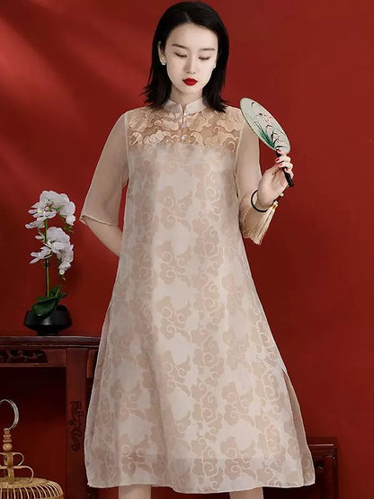 Chinese Summer Dress Vintage Embroidered Patchwork Zen Style