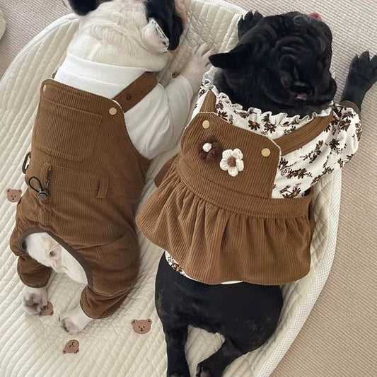Tide Matching Couple Dog Overalls & Dress – Stylish Outfit