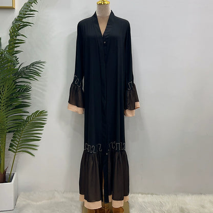 Elegant Black Malaysian Egyptian Long Beaded Skirt with Dubai Style Jacket