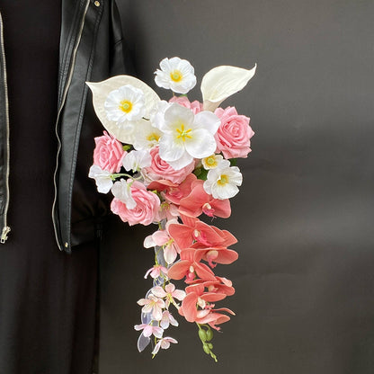 Pink-Purple Phalaenopsis Handheld Orchid Bouquet for Wedding Décor