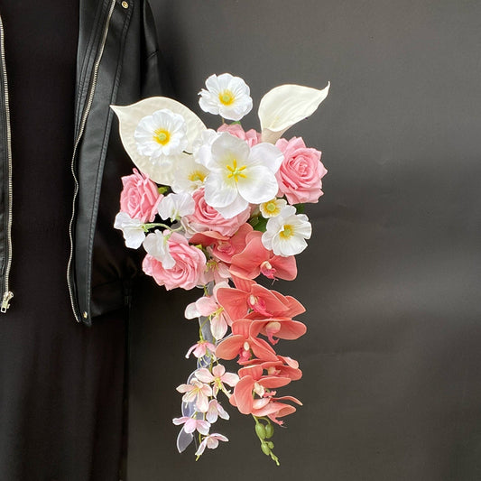 Pink-Purple Phalaenopsis Handheld Orchid Bouquet for Wedding Décor