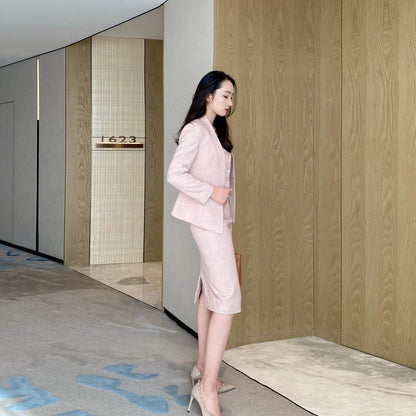 Elegant Spring Women's Three-Piece Suit Set with Hip Accent