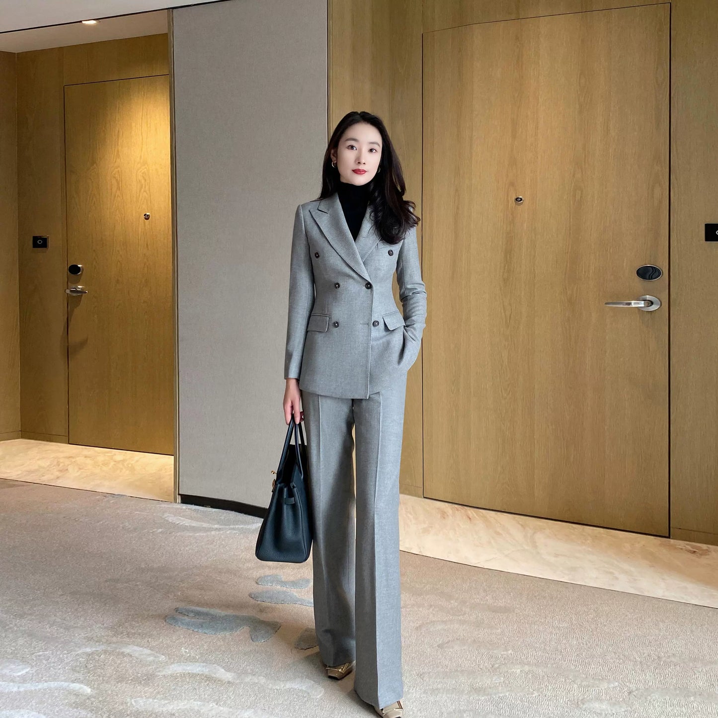 Premium Light Grey Wool Suit Jacket and Trousers