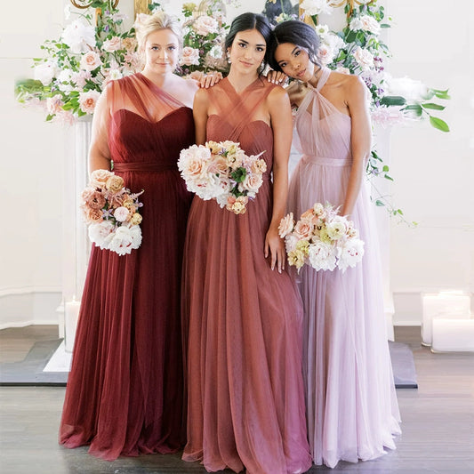 Pink Bridesmaid Mesh Dress