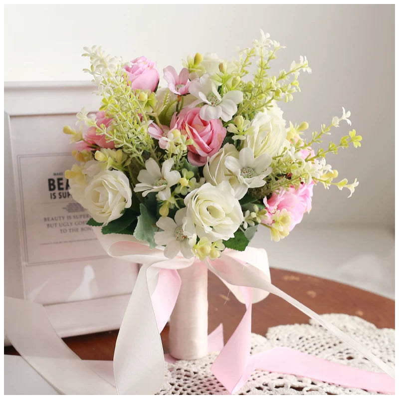Artificial Wedding Bouquet Forest Style Transparent White Rose