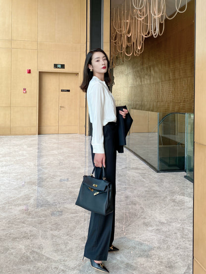 Elegant Autumn Oversized Long Sleeve White Shirt for Women