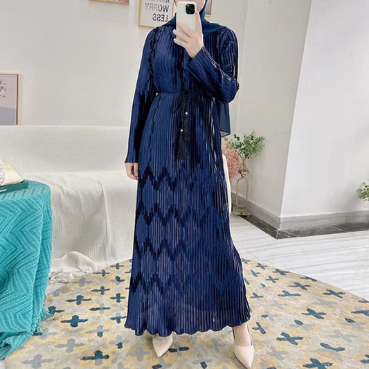 Elegant High?Waist Saudi Arabian Ankle?Length Robe Dress European Style