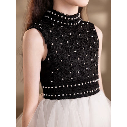 Black Colored Elite Piano Kids Evening Dress