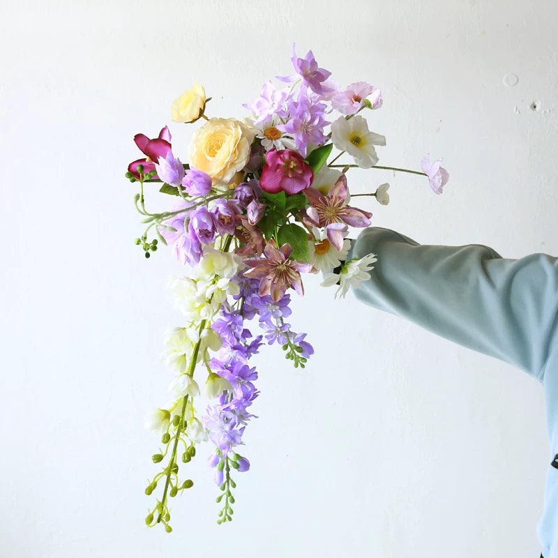 Artificial Wedding Bouquet Waterfall Handheld Flower Prop Decoration