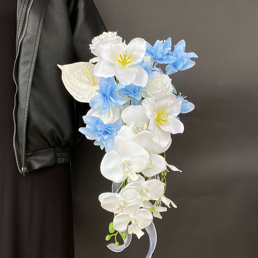 Pink-Purple Phalaenopsis Handheld Orchid Bouquet for Wedding Décor