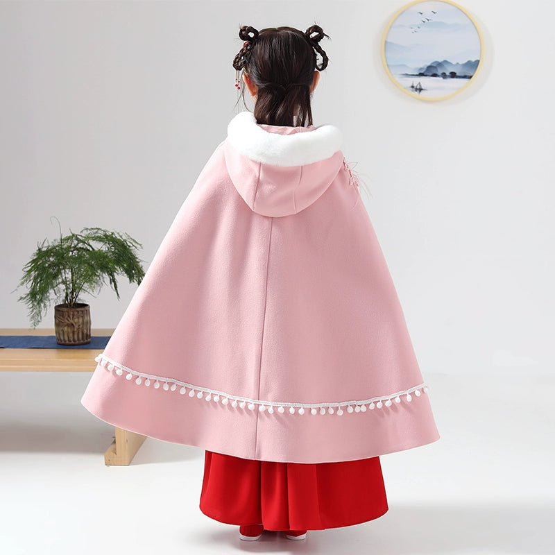 Elegant Kids' Hanfu Windproof Trench Coat - Demi-Season Jacket with Straps
