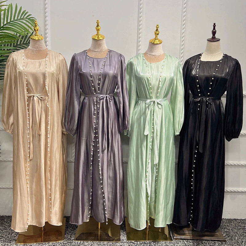 Elegant Arabic Evening Dress Set with Puff Sleeves