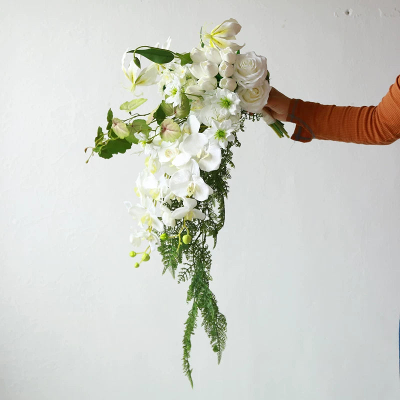 Artificial Wedding Bouquet Waterfall Handheld Flower Prop Decoration