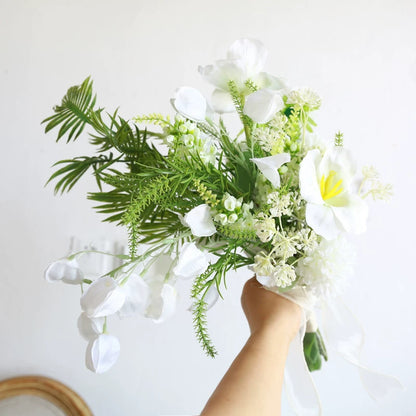 Artificial Wedding Bouquet Forest Style Transparent White Rose