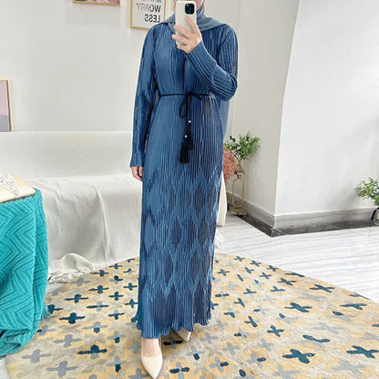 Elegant High?Waist Saudi Arabian Ankle?Length Robe Dress European Style