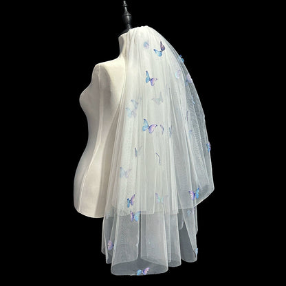 Dopamine Color Butterfly Veil 60-80cm Hair Comb