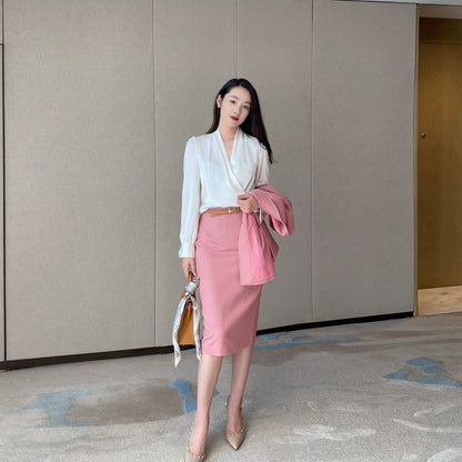 Elegant Autumn Long‑Sleeve V‑Neck Casual Shirt for Women