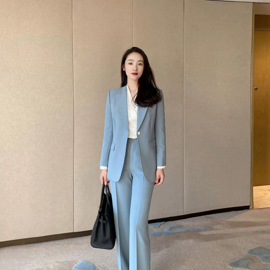 Lake Blue Women's Spring Suit Jacket Two-Piece Set