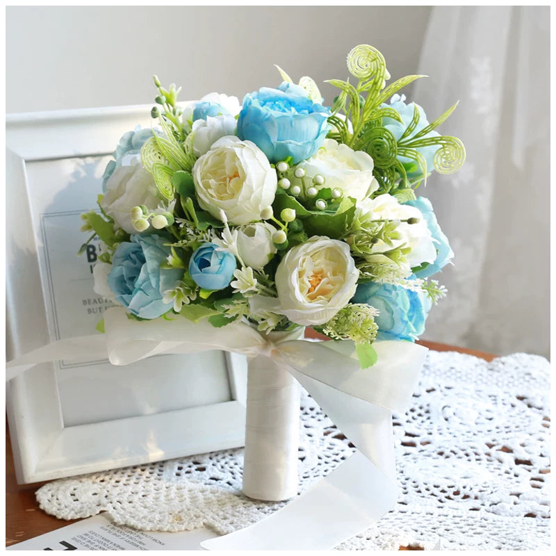 Artificial Wedding Bouquet Forest Style Transparent White Rose