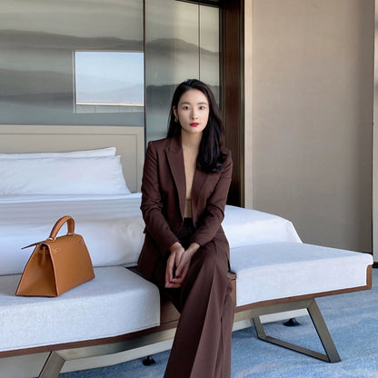 Caramel Color Women's Professional One-Button Slim Fit Trousers