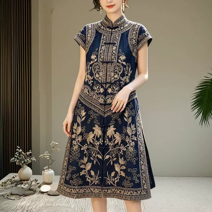 Women's Modern Chinese Qipao Dress with Hand Embroidery