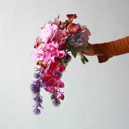 Artificial Wedding Bouquet Waterfall Handheld Flower Prop Decoration