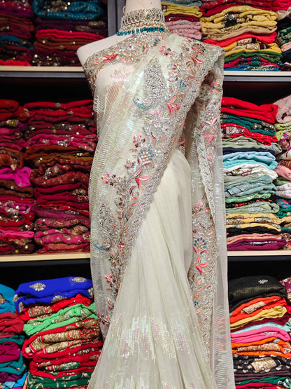 Indian Nepal Handmade Beaded Saree