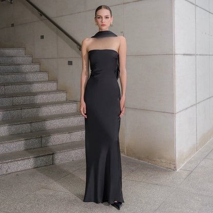 Elite Black Bridesmaid Evening Dress