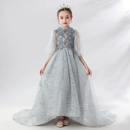 Elite Children's Princess Evening Dress Piano Performance Wedding Costume