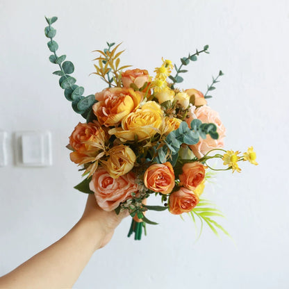 Artificial Wedding Bouquet Forest Style Transparent White Rose
