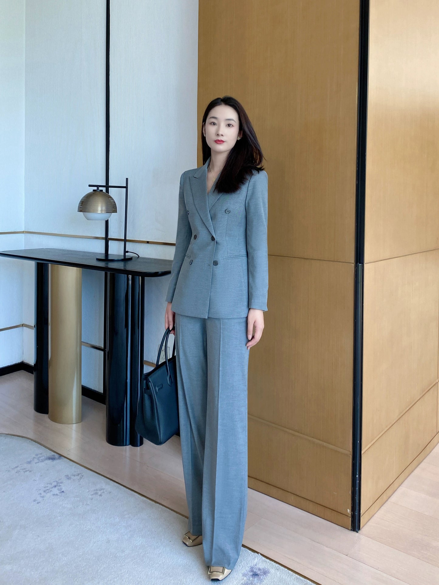 Demi-season Classic Suit Jacket Elite Set Grey