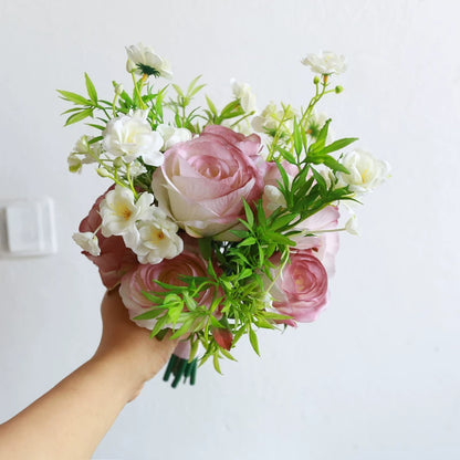 Artificial Wedding Bouquet Forest Style Transparent White Rose