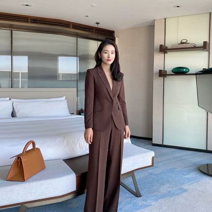 Caramel Color Women's Professional One-Button Slim Fit Trousers