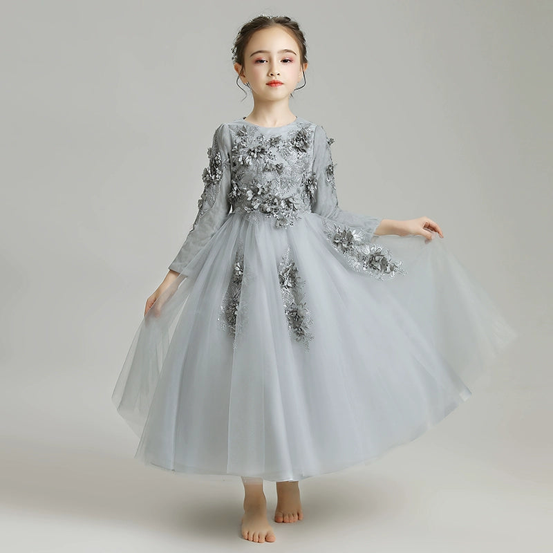 Elegant Flower Girl Dress: Fleece Lined Winter Princess Wedding Costume