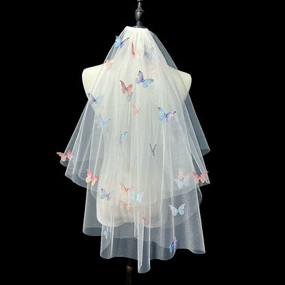 Dopamine Color Butterfly Veil 60-80cm Hair Comb