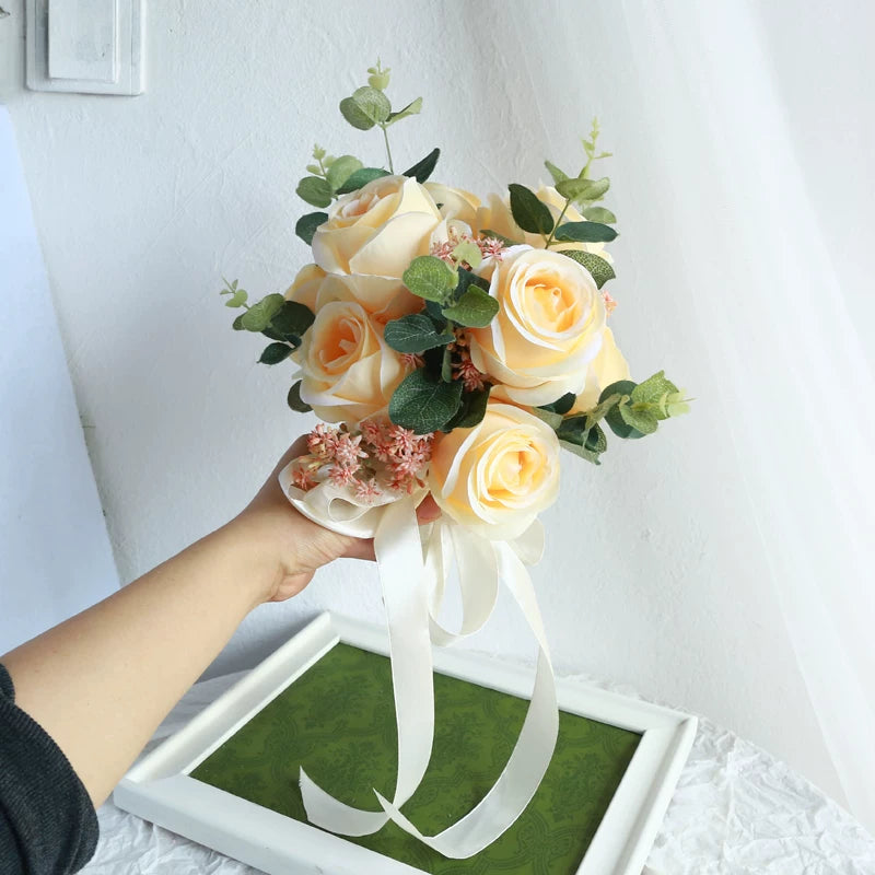 Artificial Wedding Bouquet Forest Style Transparent White Rose