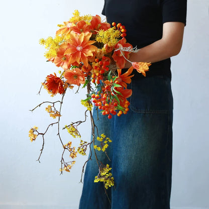 Artificial Wedding Bouquet Waterfall Handheld Flower Prop Decoration
