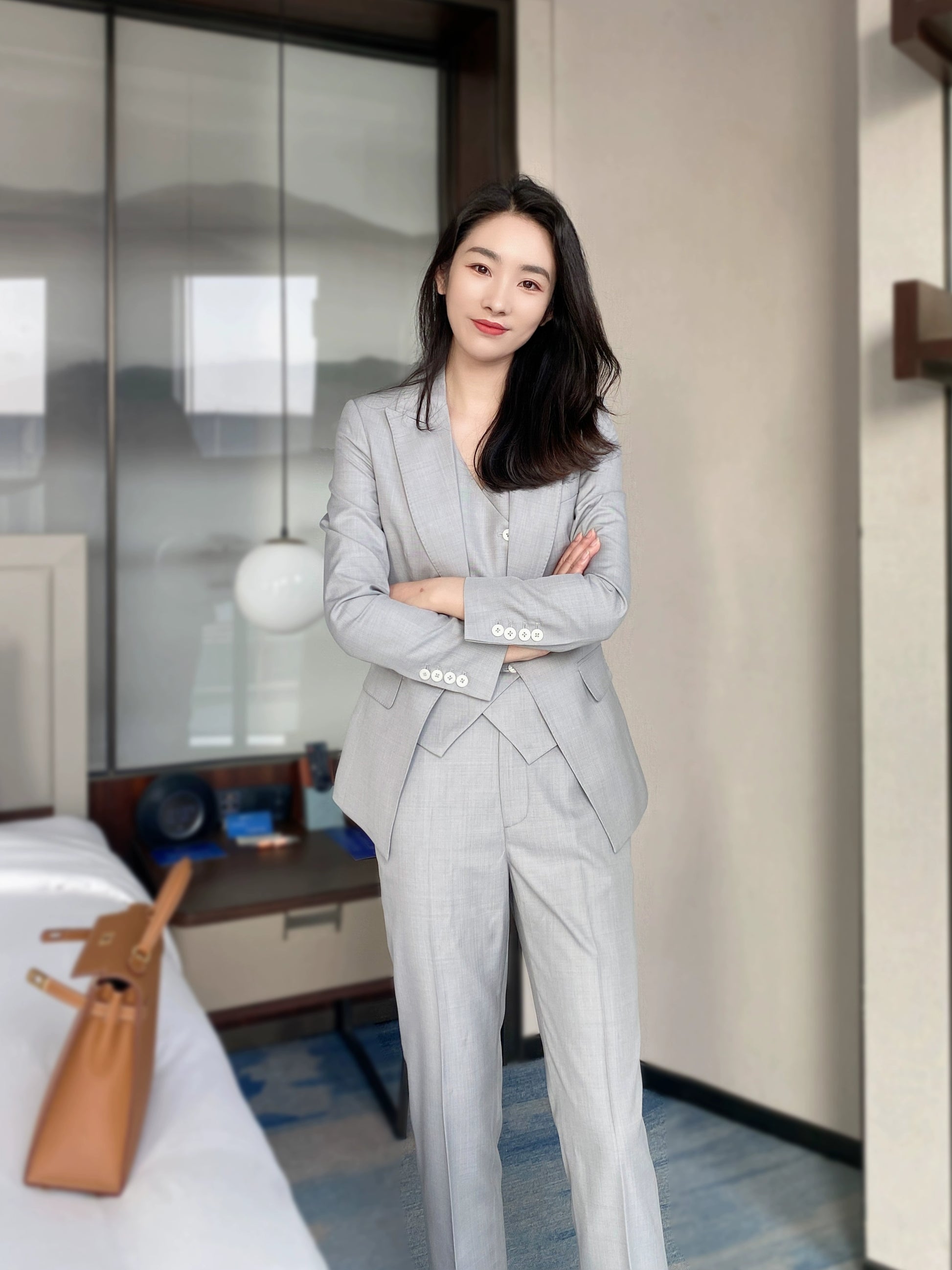 Light Grey Autumn Classic 3‑Piece Slim Fit Suit Set