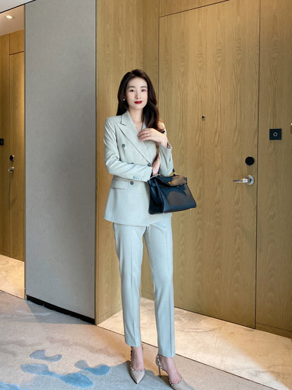 Autumn White Classic Women's Suit Set Tailored Jacket & Trousers