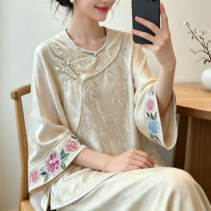 Women's Vintage Chinese Brocade Embroidered Loose Coat