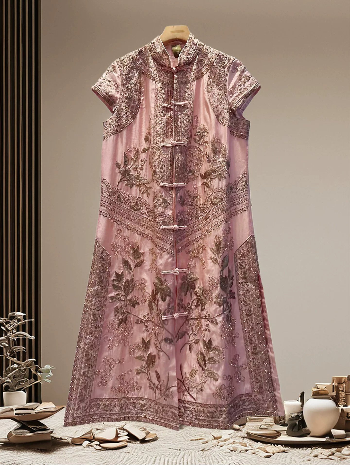 Women's Modern Chinese Qipao Dress with Hand Embroidery