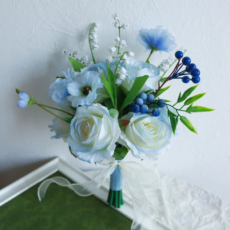 Artificial Wedding Bouquet Forest Style Transparent White Rose